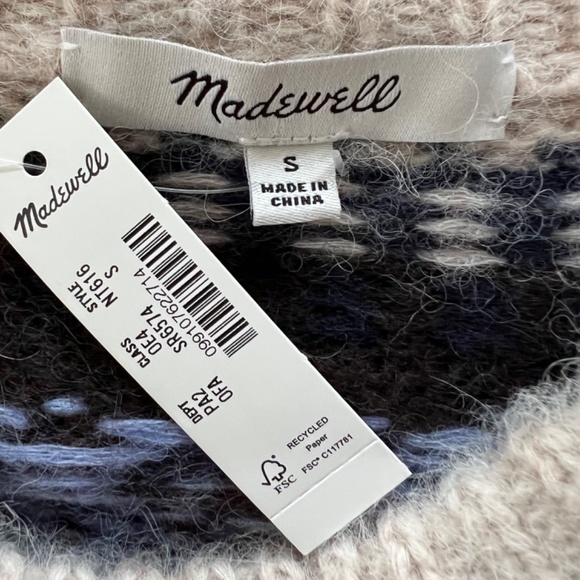 MADEWELL Gale Alpaca Blend Fair Isle Pullover Crew Neck Sweater - NWT! - S - Picture 7 of 12